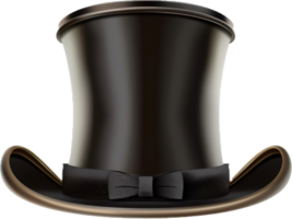 Classic Black Top Hat with Brown Band. png