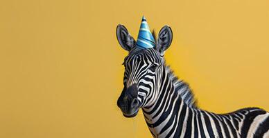 Zebra Wearing a Party Hat photo