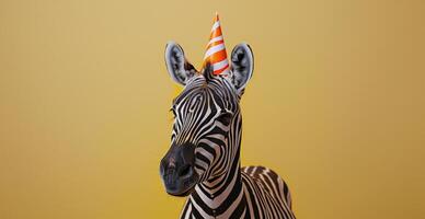 Zebra Wearing a Party Hat photo