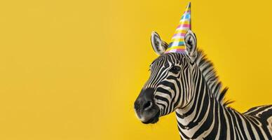 Zebra Wearing Party Hat photo