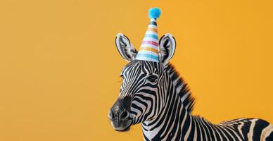 Zebra Wearing Party Hat photo