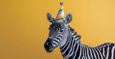 Zebra Wearing Party Hat photo