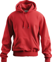 Red Hoodie with Front Pocket and Drawstrings. png