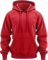 Red Hoodie with Front Pocket and Drawstrings. png