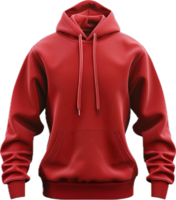 Red Hoodie with Front Pocket and Drawstrings. png