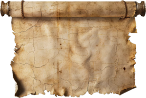 Aged Scroll Paper with Torn Edges. png