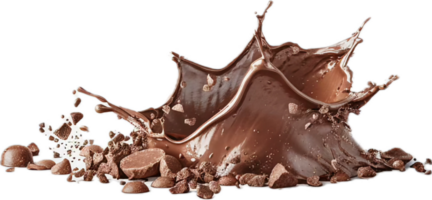 Splashing Chocolate with Bar Pieces. png