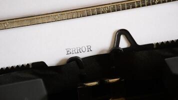 Typing the word ERROR with an old manual typewriter video