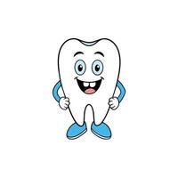 Cute Teeth Mascote Logo For Dentist Isolated On White Background vector