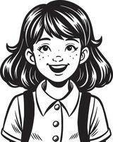 little child illustration black and white vector