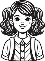 little child illustration black and white vector