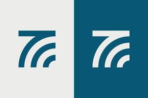7 or T Wifi Logo. This logo is a combination of the number 7 or the letter T and the wifi with modern and simple. vector