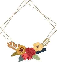 Floral frame with flowers and leaves. Frame for wedding, print design or greeting. vector