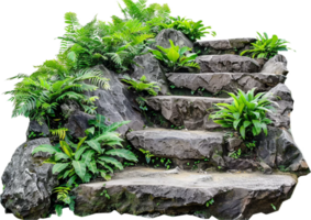 Stone Steps with Lush Greenery. png