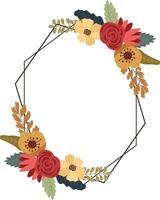 Floral frame with flowers and leaves. Frame for wedding, print design or greeting. vector