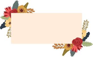 Floral frame with flowers and leaves. Frame for wedding, print design or greeting. vector