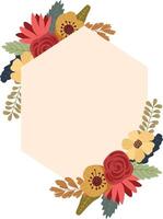 Floral frame with flowers and leaves. Frame for wedding, print design or greeting. vector