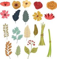 A set of hand drawn beautiful flower bouquets. vector