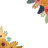 Floral frame with flowers and leaves. Frame for wedding, print design or greeting. vector