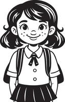 little child illustration black and white vector