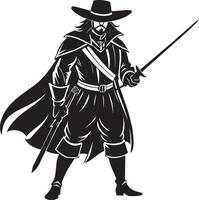 illustration of a warrior with sword illustration black and white vector