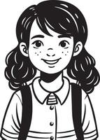 little child illustration black and white vector