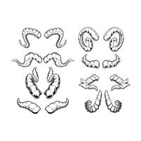 Bundle Line art Devil Horns for graphic resources vector