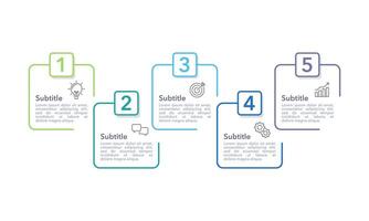 Infographic thin line frame design template. 5 options or process to success. Business presentation, Project, Banner, Marketing and Workflow. vector