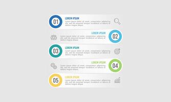 Infographic labels list design template. 5 options or process to success. Business presentation, Project, Banner, Marketing and Workflow. vector