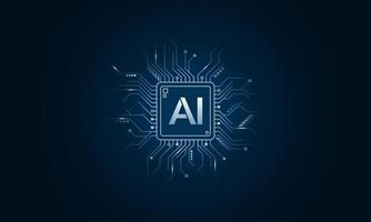 AI chips. Artificial intelligence circuit line design. Machine learning design. Smart technology, AI, CPU, GPU. vector