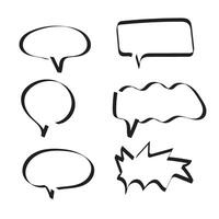 Hand drawn doodle set of speech bubbles. vector