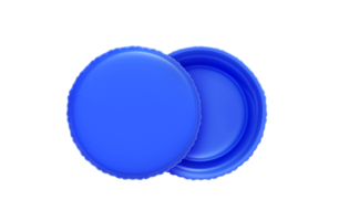 Blue plastic bottle caps, transparent background png