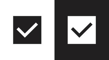 Check mark square black and white icon vector