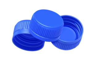 Blue plastic bottle caps, transparent background png