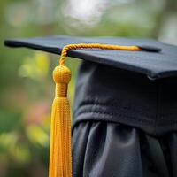 Graduation Cap With Tassel Hanging photo