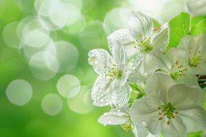 racimo de blanco flores con verde hojas foto