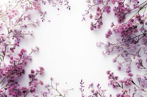 Bunch of Purple Flowers on White Background photo