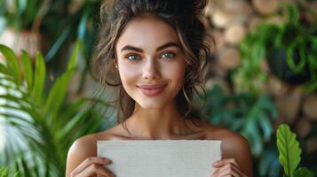 Woman Holding Piece of Paper photo