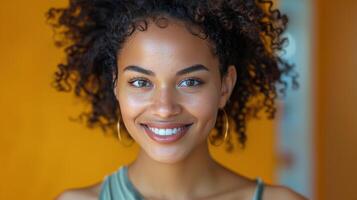 Close Up of Person With Curly Hair photo