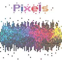 Multicolor Pixels, Music bit Background vector