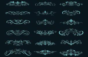 Light Dividers, borders and swirls. Set of curls and scrolls for wall decoration, Swirls Illustration. vector