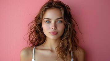 Woman in White Bra Posing photo