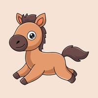 Cute little horse cartoon running vector