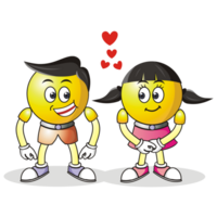 emoticons of a girl and a boy looking at each other lovingly. png