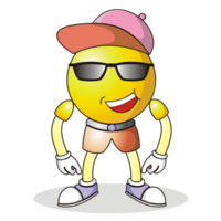 yellow emoticon wearing sunglasses and wearing a hat png