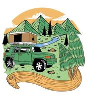 Camper Car with Landscape vector
