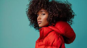 Young Girl in Red Puffy Coat photo