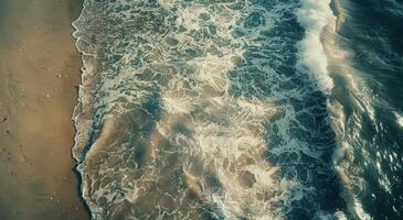 Aerial View of Beach With Waves photo