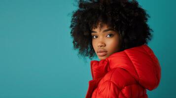 Young Girl in Red Puffy Coat photo