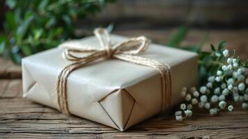 Close Up of Present Box With Flowers photo